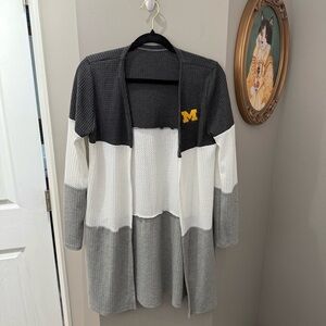 Michigan Gray and White Women's Cardigan